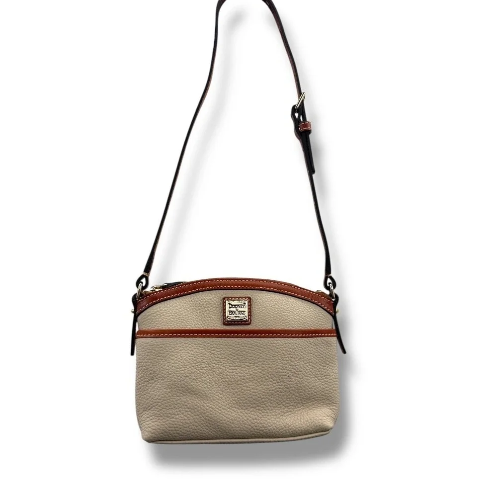 Dooney‎ & Bourke Pebble Grain Crossbody Bone Leather Domed Bag Adjustable Strap